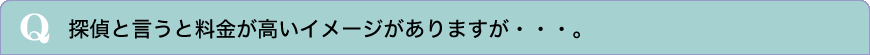 探偵と言うと料金が高いイメージがありますが・・・。